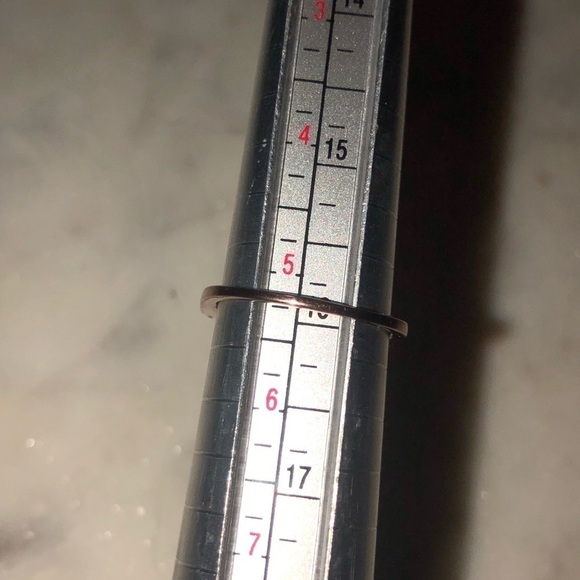 sterling Silver Rose Gold Plate Modern Style Stacker CZ Bar Square Top Sz 5.25 - Picture 7 of 7